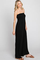 Black Strapless Wide Leg Jumpsuit