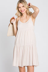 Beige Tiered Mini Dress