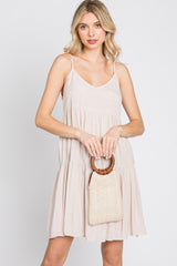 Beige Tiered Mini Dress