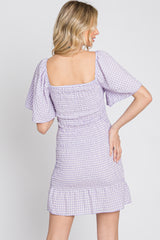 Lavender Gingham Smocked Mini Dress