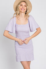 Lavender Gingham Smocked Mini Dress