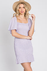 Lavender Gingham Smocked Mini Dress