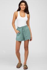 Sage Waist Tie Linen Shorts