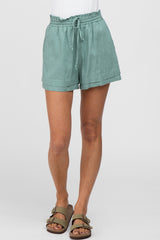 Sage Waist Tie Linen Shorts