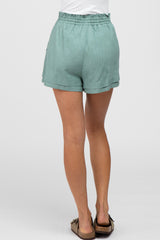 Sage Waist Tie Linen Shorts