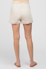 Cream Waist Tie Linen Maternity Shorts