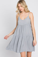 Grey Tiered Mini Dress