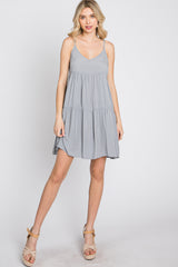 Grey Tiered Mini Dress