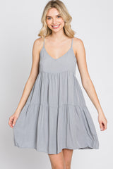 Grey Tiered Mini Dress