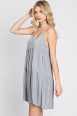 Grey Tiered Mini Dress