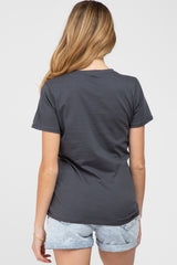 Charcoal Basic Short Sleeve Maternity Top