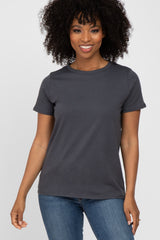 Charcoal Basic Short Sleeve Maternity Top