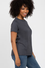 Charcoal Basic Short Sleeve Top