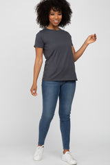 Charcoal Basic Short Sleeve Top