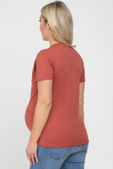 Rust Basic Short Sleeve Maternity Top