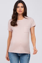 Taupe Basic Short Sleeve Maternity Top