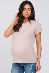 Taupe Basic Short Sleeve Maternity Top