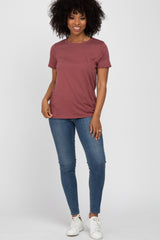 Burgundy Basic Short Sleeve Top