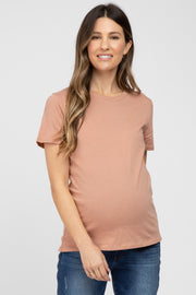 Salmon Basic Short Sleeve Maternity Top