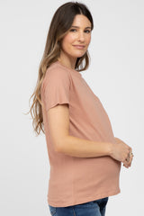 Salmon Basic Short Sleeve Maternity Top