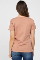 Salmon Basic Short Sleeve Maternity Top