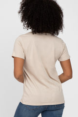 Beige Basic Short Sleeve Top