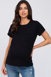 Black Front Pocket Maternity Top