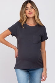 Charcoal Front Pocket Maternity Top