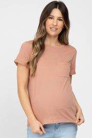 Salmon Front Pocket Maternity Top