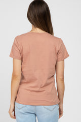 Salmon Front Pocket Maternity Top