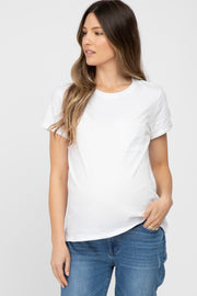 White Front Pocket Maternity Top