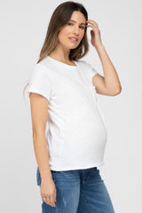 White Front Pocket Maternity Top