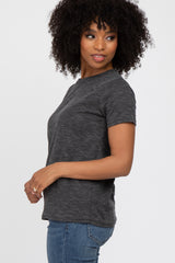 Black Knit Short Sleeve Top