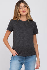 Black Knit Short Sleeve Maternity Top