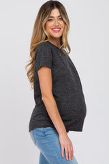 Black Knit Short Sleeve Maternity Top