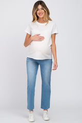 Ivory Knit Short Sleeve Maternity Top