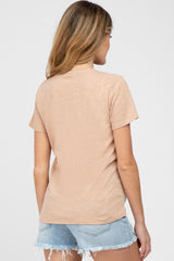 Taupe Knit Short Sleeve Maternity Top