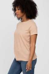 Taupe Knit Short Sleeve Top