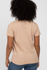 Taupe Knit Short Sleeve Top