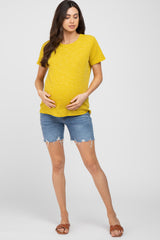 Mustard Knit Short Sleeve Maternity Top