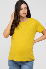 Mustard Knit Short Sleeve Maternity Top