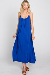 Royal Blue Solid Sleeveless Maxi Dress