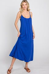 Royal Blue Solid Sleeveless Maxi Dress