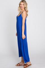 Royal Blue Solid Sleeveless Maxi Dress