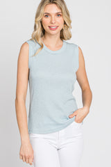 Light Blue Ribbed Sleeveless Top