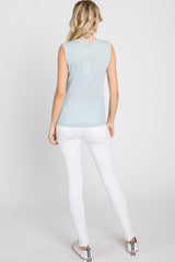 Light Blue Ribbed Sleeveless Top