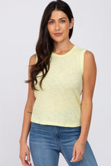 Yellow Ribbed Sleeveless Maternity Top