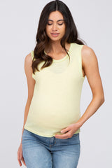 Yellow Ribbed Sleeveless Maternity Top