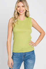 Green Ribbed Sleeveless Maternity Top