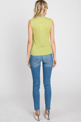 Green Ribbed Sleeveless Top